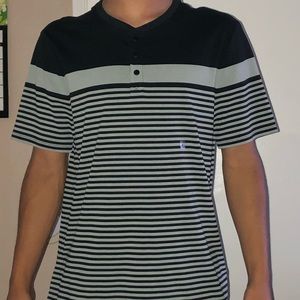 Express Striped Half Button Down tee